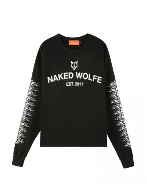 Black Naked Wolfe Thermal Men's Sweatshirts | IRELAND 8170934UY