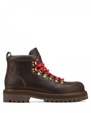 Chocolate Naked Wolfe Bear Dark Earth Leather Men's Boots | IRELAND 9385612BZ