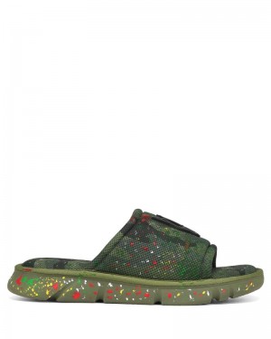 Olive Naked Wolfe Vegas Army Mesh Men's Slides | DUBLIN 1082634GR