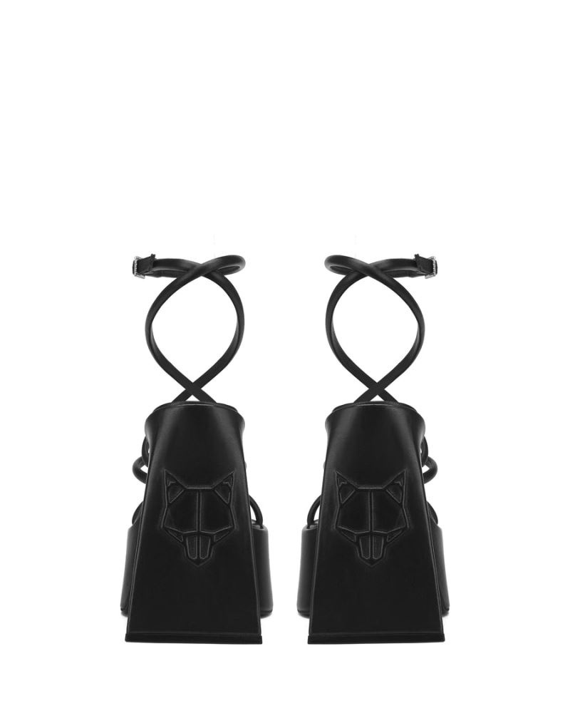Black Naked Wolfe Angel Leather Women's Platform Sandals | IRELAND 3078296BX