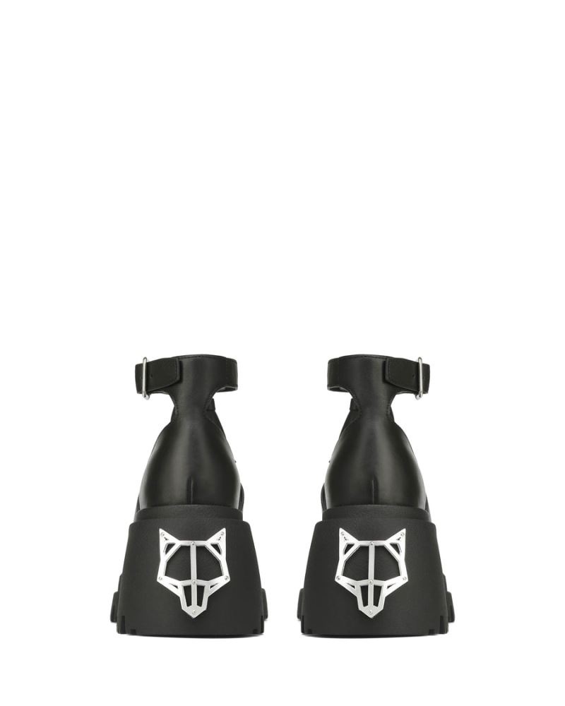 Black Naked Wolfe Cherub Leather Women's Platform Sandals | IRELAND 5287364DR
