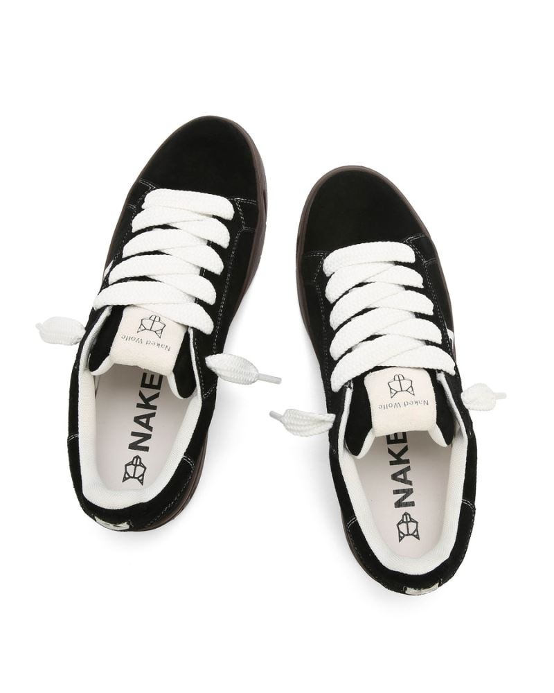 Black Naked Wolfe Chrome Suede Natural Men's Sneakers | DUBLIN 3560281NU