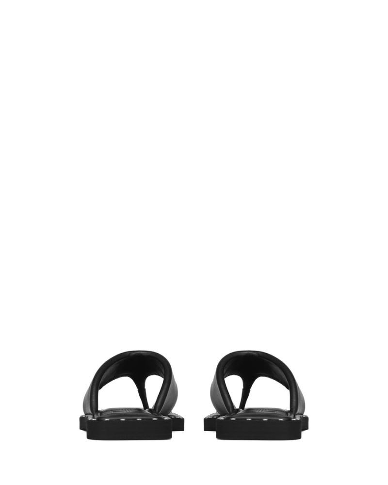 Black Naked Wolfe Danni Leather Women's Flip Flops | IRELAND 7981253PY
