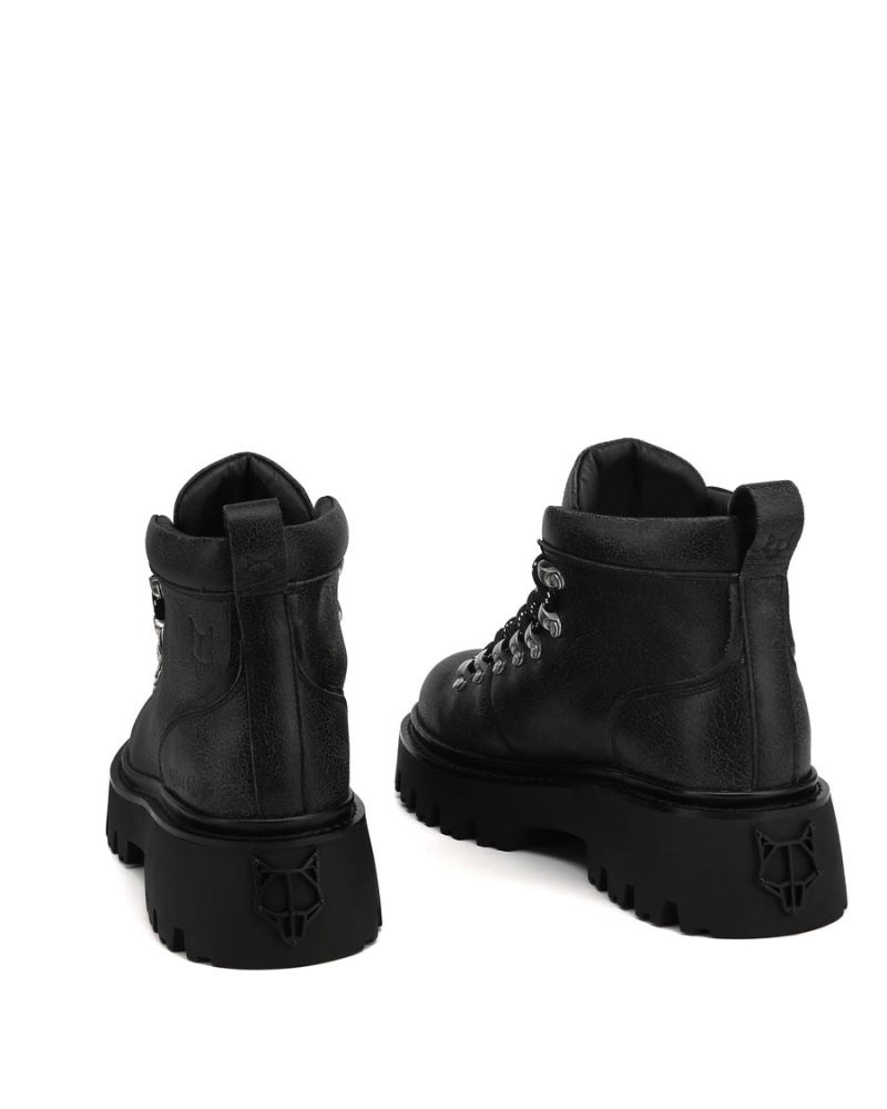 Black Naked Wolfe Resort Stone Wash Leather Women's Platform Boots | IRELAND 1478625VP