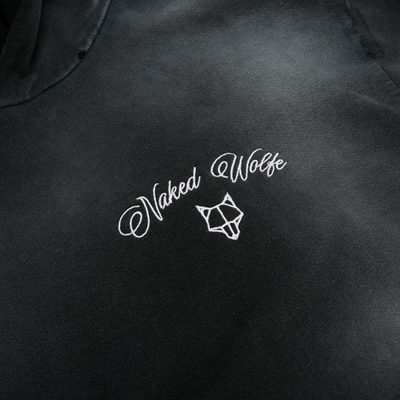 Black Naked Wolfe Signature Vintage Men's Hoodie | IRELAND 1760435HL