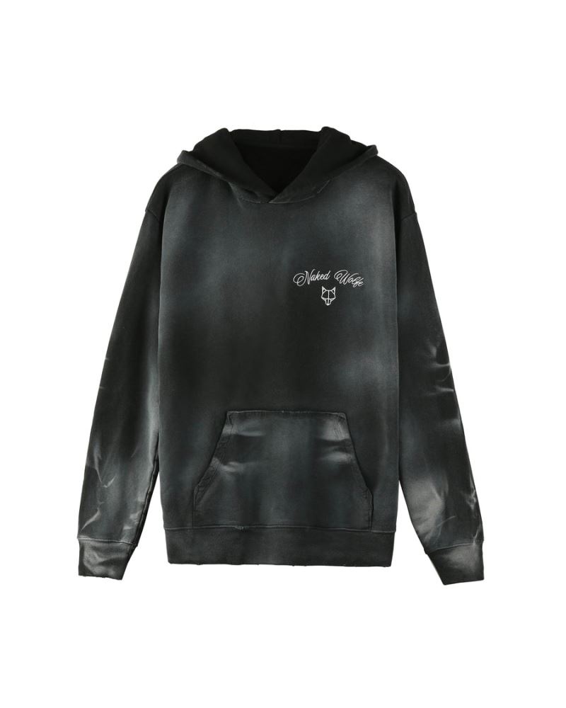 Black Naked Wolfe Signature Vintage Men\'s Hoodie | IRELAND 1760435HL