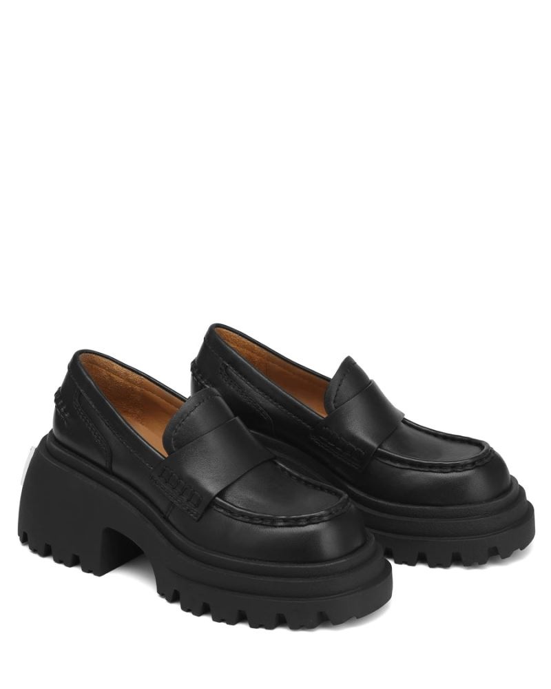 Black Naked Wolfe Swish Leather Women's Loafers | DUBLIN 7891250WH