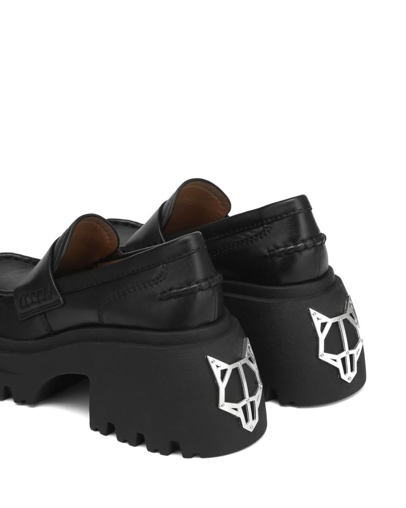 Black Naked Wolfe Swish Leather Women's Loafers | DUBLIN 7891250WH