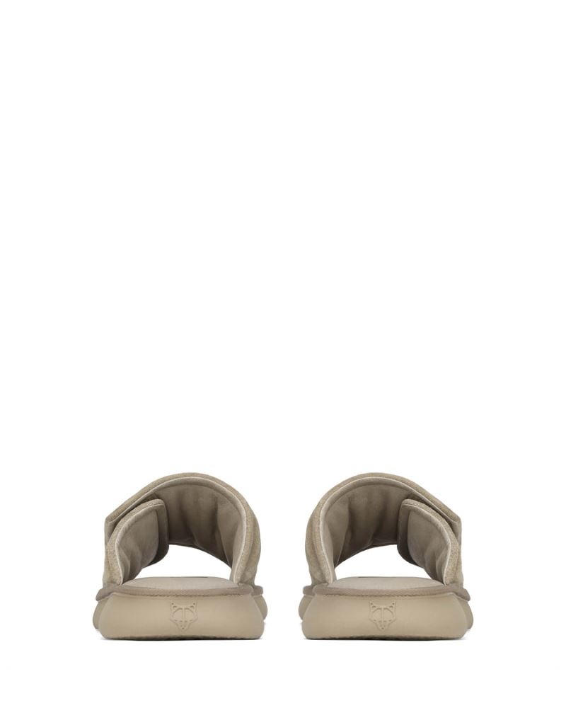 Grey Brown Naked Wolfe Alaska Suede Men's Slides | IRELAND 6718059WH